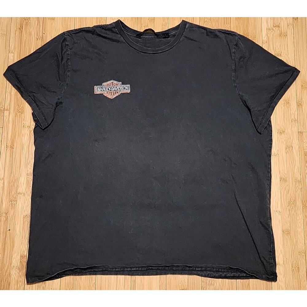 Harley Davidson T Shirt Men's Size 3XL Orange Chain Stitch Spellout Short Sleeve